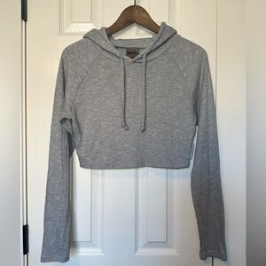 Gymshark Crop Hoodie Ribbed Sweatshirt Grey Size Large